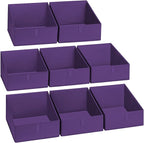 DIMJ Closet Storage Bins 8 Pack - Fabric Trapezoid Closet Organizer Bin, Foldable Storage Baskets for Shelves, Closet Shelf Organizer, Clothing Storage Box for Toys, Books, Towel, Clothes, Purple