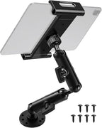 Industrial Aluminum Tablet Mount with Dual Link Arm, Heavy Duty 360° Adjustable Holder for 6-13" Devices, Multi-Hole Base for Truck Boat Wall Desk Installation
