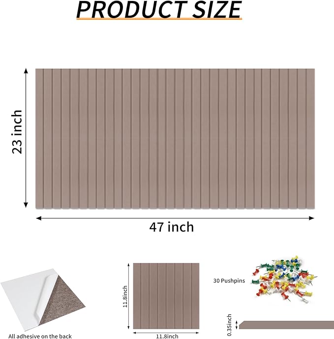 Large Felt Bulletin Board 23x47 Inch, 8pcs Peel and Stick Felt Wall Tiles Modern Push Pin Board for Wall Organization