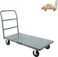 5Seconds Platform Cart Industrial Dolly Heavy Duty 48” X 24” Platform Hand Push Truck Commercial Cart Flatbed with 2000lb Capacity, Moving Cart 6” Swivel Wheels Flatbed cart