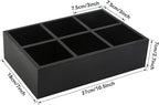 Tea Bag Box Wood Black 6 Compartments Tea Bag Organizer Drawer Storage, Large Capacity Sugar Packet Holder for Coffee Station,Sweeteners, Condiment Organizer