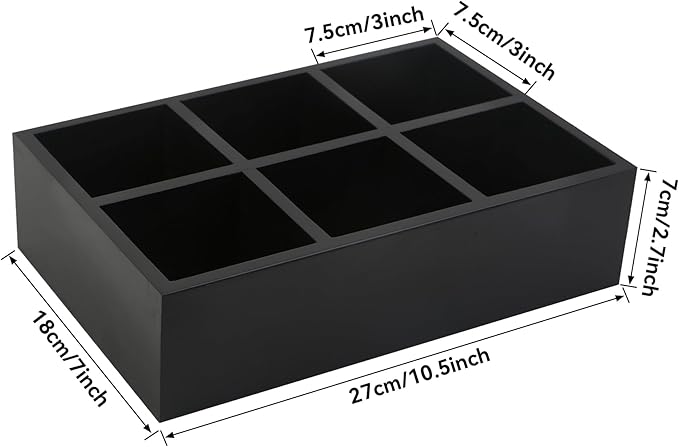 Tea Bag Box Wood Black 6 Compartments Tea Bag Organizer Drawer Storage, Large Capacity Sugar Packet Holder for Coffee Station,Sweeteners, Condiment Organizer
