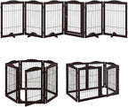 unipaws 132" Extra Wide Dog Gate and Pet Playpen, Free Standing Tall Dog Fence with Walk Through Door, Dog Barriers for Home, Use as Indoor Dogs Cats Pen, Rabbit Pen, Espresso