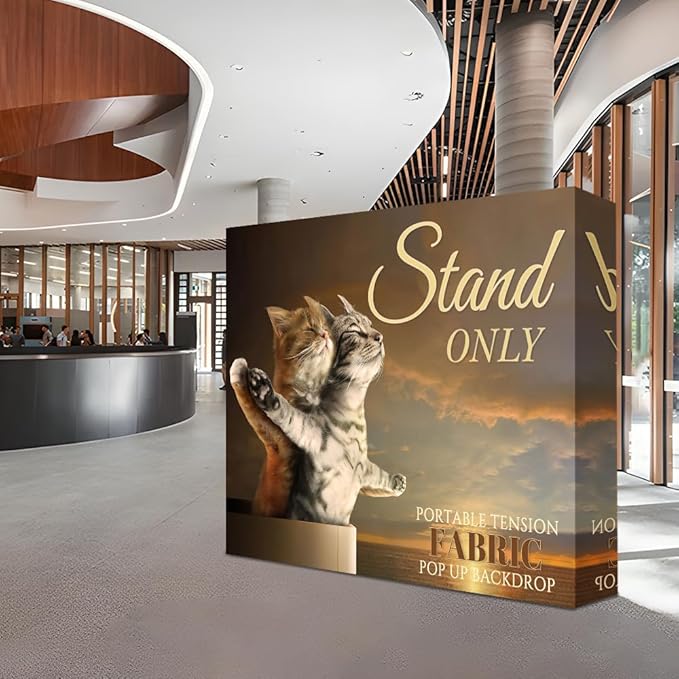 7.5x10 FT Tension Fabric Pop Up Display Stand - Portable Aluminum Double-Sided Trade Show Backdrop for Weddings & Events, Lightweight - Stand Only