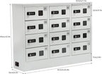 12 Slots Cell Mobile Phone Steel Locker with Combination Lock, Cellphone Charging Station with 3 in 1 Charging Ports for Most Phones, Cellphone Locker for Schools, Conference Rooms, and Offices