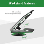 Retail Kiosk Tablet Stand Compatible with iPad 10 gen 10.9 inch, air 4 5 10.9", 11"(A16), Pro 11" 1st 2nd 3rd 4th gen., Air 11", Business POS Tablet Stand, 360° Swivel Base, Black