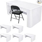 HolidayIdeas Open Back Fitted Tableclothss for 6 Ft Rectangle Table, Wrinkle Resistant Washable Table Covers 96x30 Inch for Craft Fairs, Banquets, Trade Show Display, White,6 Pcs