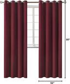BGment Blackout Curtains for Living Room - Grommet Thermal Insulated Room Darkening Curtains for Bedroom, 2 Panels of 52 x 95 Inch, Burgundy