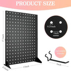 2 Pcs Metal Pegboard Display Stand with 30 Peg board Hooks, Desk Pegboard Shelf for Craft Shows & Fairs, Retail Stores, Vendors Arts and Crafts Finishing - 17x13Inch & Black