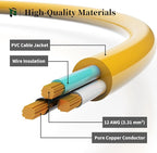 PLUGTUL 12 Gauge Extension Cord 50 Ft, Heavy Duty Outdoor Extension Cord Waterproof Lighted End SJTW, 3 Prong Grounded Plug for Safety, 15A 1875W, ETL Listed, Great for Garden and Home, Yellow