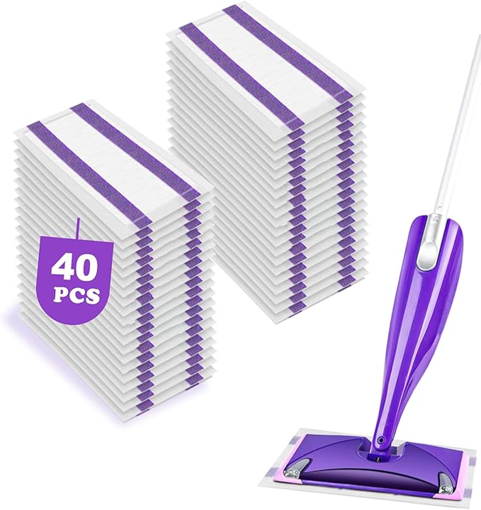 40 Pack WetJet Refills Compatible with Swiffer Mop - Wet Jet Pads for Household Cleaning, for Swiffer Wet Pads Refill, 4 Layers Thickened & Durable | Heavy-Duty Absorbent | Strong Stickiness