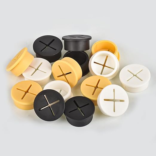 12 Pcs Cable Cord Grommet Silicone Cable Grommet 1" Wire Hole Cover Cable Management Wire Organizer Cable Pass Through Desk Grommet for Table, Computer Desk, Office, Home (White)