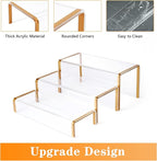 Purse Display Stand, 6mm Thick Clear Acrylic Risers Display Stands, Gold Shoe Display Riser, 3 Pack Luxury Handbag Bag Wallet Shoes Jewelry Perfume Display Showcase for Closet Retail Vendor Store