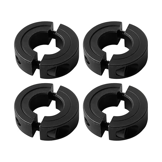 (4-Pack) Shaft Collar 7/8" Bore, 1045 Steel Double Split Clamp-On Shaft Collars Style, 1-5/8" OD, 1/2" Thickness, with M4 Set Screws