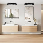 Black Framed Bathroom Mirror for Wall, Matte Black Rounded Corner Rectangle Vanity Mirror, Brushed Frame, Tempered Glass, Anti-Rust, Hangs Horizontally or Vertically (24" x 32", Black)