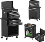 Goplus Rolling Tool Chest, 6-Drawer Tool Box Organizer w/Auto Locking System & Lockable Wheels & Sliding Drawers & Detachable Top, Tool Storage Cabinet for Garage Workshop (Black) …
