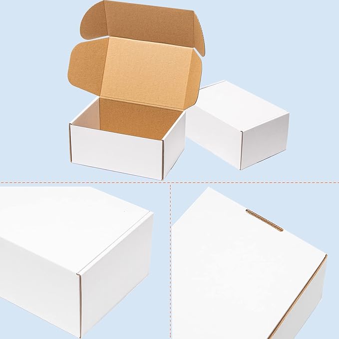 Shipping Boxes 9x6x4 inches 25 Pack White Corrugated Cardboard Mailing Box for Small Business - Literature Mailer Mail Packaging Supplies