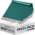 Fuxury Large Poly Mailers 19x24" 500 Pcs, Bulk Shipping Bags for Clothing, Strong Adhesive Shipping Envelopes for Small Business Suppliers,Waterproof Mailers Poly Bags Mailing Envelopes Forest Green