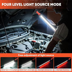 Magnetic Work Light Bar 2026 Upgraded | Rechargeable LED Light with Battery | IP55 Weather-Resistant Under Hood Light with Magnetic Base | Hooks & Clamp for Car Repair,Garage,Emergency,Power Outage