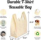 Simply Cool 50 Pack Reusable Eco-Friendly Grocery T-Shirt Shopping Bags 21.5”x12.2”x7.2”, Durable, Recyclable Shopping Bags Washable, Foldable, Portable Tote Bags Bulk