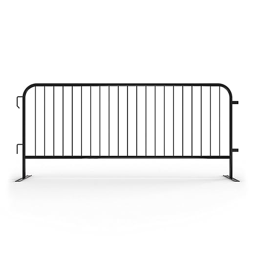 Angry Bull Barricades Metal Interlocking Steel Barricade (8.5 Ft. Heavy Duty, Flat Feet, Black Powder Coated, Set of 10)