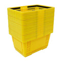 12Pcs 18L Shopping Baskets with Handles, Portable Plastic Retail Grocery Baskets Large Capacity for Stores, Supermarket, Retail, Groceries Shopping (Yellow)