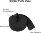 MECCANIXITY Braided Cable Sleeves Heat Shrinkable Fabric Sleeving, 5/8" 10ft Black 2:1 Ratio Heat Shrinkable Cord Protector for Harness Cable, Network Cable Protection, Cable Management