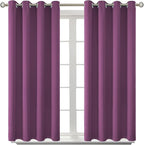 BGment Room Darkening Curtains 45 Inches Long - Grommet Thermal Insulated Drapes Window Treatment Curtains for Bedroom, 2 Panels, 52 x 45 Inch, Eggplant Purple