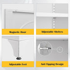 Metal Sideboard Buffet Cabinet with Storage,33 Inch Coffee Bar Cabinet with Adjustable Shelf, White Kitchen Sideboard Cabinets for Dining Room, Living Room