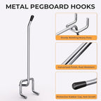 INCLY 50 Pack Pegboard Hooks, 4 Inch Metal Peg Board Hooks Accessories, Peg Board Tool Hangers Fit for 1/8“ and 1/4" Pegboard Hanging Tools for Garage, Craft Room, Kitchen, Store
