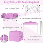 Tangkula 10x10 FT Pop Up Canopy, Outdoor Canopy Tent with 2 Removable Sidewalls & 2 Zippered Doors, Heavy-Duty Carbon Steel Frame, Wheeled Bag, 4 Sandbags, 8 Stakes, 4 Wind Ropes for Party Event