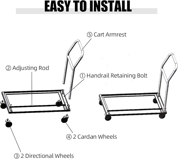 Black Multi-Function Folding Chair Dolly Cart Commercial with 2 Swivel Casters, Storage and Transport Dolly for Plastic Resin and Wood Folding Chairs