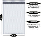 50-Pack 8.5x11" Bubble Mailers White Poly Padded #2 Envelopes Self Seal Shipping Bags Lightweight Tear Resistant Bubble Mailing Envelopes for Small Business Packaging, DVD, Clothing, Books, Gifts