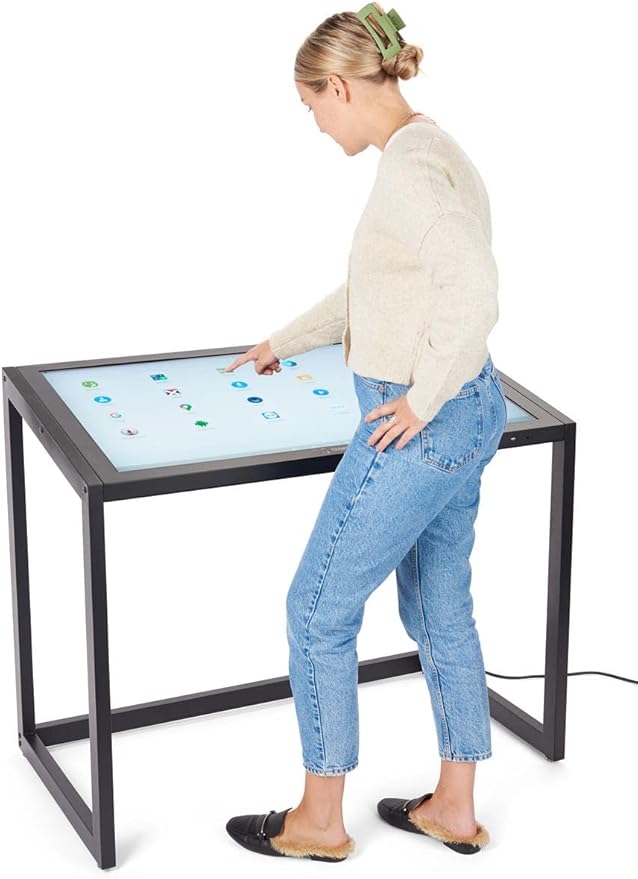 Displays2go 43" Interactive Touch Desk with PCAP Touchscreen – Digital Display Desk, Wheelchair Accessible, Touchscreen Kiosk for Retail & Education – Black