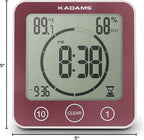 KADAMS Shower Clock Waterproof Bathroom Timer – Digital Wall Clock with Countdown, Magnetic Kitchen Clock with Temperature & Humidity, Suction Cup for Kids Shower Spa Cook Bath (Rose)