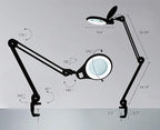 Neatfi 1,200 Lumens Super LED Magnifying Lamp with Clamp, Dimmable, Includes Microfiber Cleaning Cloth, 5 Inch Diameter Lens for Reading, Sewing, Crafting (Black, 5 Diopter)