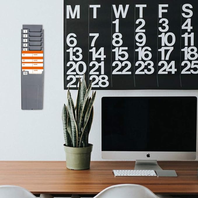 Time Cards Rack, Expand Time Card Holder with 10 Slots Plastic Wall Mount Time Cards Holder Racks with Screw for Office,Factory to Record Attendance Time Indoor,Outdoor