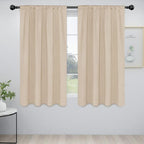 Easy-Going Rod Pocket Blackout Curtains for Bedroom, Room Darkening Window Curtains for Living Room, Thermal Insulated Noise Reduction Solid Window Drapes, 2 Panels(52x63 in, Beige)