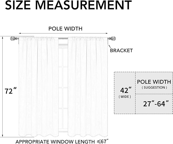 Easy-Going Rod Pocket Blackout Curtains for Bedroom, Room Darkening Window Curtains for Living Room, Thermal Insulated Noise Reduction Solid Window Drapes, 2 Panels(42x72 in, Black)