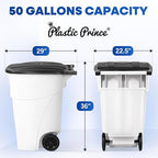 50 Gallon Trash Can, White Outdoor Garbage Can, Wheeled Outside Trash Bin Outdoor with Lid and Wheels Large Rolling Trash Can, Garbage Can with Wheels for Home, Office, Garage