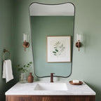 ANDY STAR 30"x48" Large Bathroom Mirror, Brushed Bronze Mirror for Over Sink, Irregular Shaped Mirror in Premium SUS304 Thin Frame, Italian Curved Frame, Ideal for Bathroom, Powder Room, Entryway