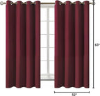 BGment Blackout Curtains - Grommet Thermal Insulated Room Darkening Bedroom and Living Room Curtains, Set of 2 Curtain Panels (52 x 63 Inch, Burgundy)