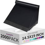 Fuxury 2000 Pcs 14.5x19" Poly Mailers,Waterproof Mailing Envelopes for Clothing, Strong Adhesive Poly Shipping Postage Bags for Small Business(Black)