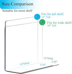 Acrylic Shelf Dividers for Closet Organization: 12" Tall x 10" Deep Closet Shelf Divider for Clothes Purse Sweater - Free Standing Clear Separators for Shelves, 5Pack