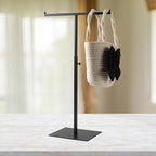 Display Stand Stainless Steel Jewelry Towers Bag Stand Tabletop Double Hook Hanging Jewelry Stands for Necklaces Organizer Stand Adjustable Height Home Store Boutique, Black