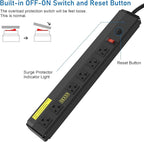 CCCEI Heavy Duty Power Strip Surge Protector 20 Amp, High Amp Industrial Shop Garage Metal Multiple Outlets, 4 FT 12 Gauge 5-15P Extension Cord 6 Outlet 6-20R T-Slot 20a for Appliance. Black.