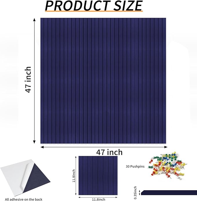 Large Felt Bulletin Board 47x47 Inch, 16pcs Peel and Stick Felt Wall Tiles Modern Push Pin Board for Wall Organization