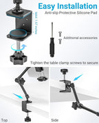 Metal Kitchen Tablet Stand, Fit for 6.1-15.6" Devices, Magic Long Arm Mount for Cabinet, Desk, Table, with 360° Foldable Rotation Aluminum Holder, Compatible with iPad Pro/Air/Mini, Galaxy Tab
