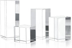ZEERSHEE Set 4 Clear Crystal Cube Display Blocks Square Glass Display Stand for Collectibles Art Craft Transparent Solid Bases for Jewelry Cosmetic Crafts Closet Show