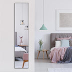 ANYHI Large Full Length Mirror, 65"x13.8" Door Mirror Full Length, 2 Hooks, Over The Door or Wall Monuted, Aluminum Frame, for Bedroom Bathroom Checkroom, Black